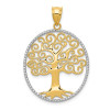 Finest Gold 23 x 28 mm 14K Yellow Gold Rhodium Filigree Tree of Life Pendant