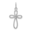 Finest Gold 11.5 x 23 mm 14K White Gold Polished Small Ribbon Cross Pendant