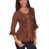 Scully Honey Creek Ladies Sleeve Blouse - Copper- Large