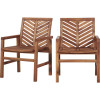 Walker Edison Furniture Patio Wood Chairs Brown - Set of 2