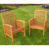 Walker Edison Acacia Wood Patio Chairs with Cushions - Set of 2