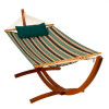 Algoma Net 13 ft. Reversible Sunbrella Quilted Hammock, Teal - Token Surfside Stripe & Canvas Teal