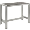 Modway Shore Outdoor Patio Aluminum Rectangle Bar Table Silver & Gray