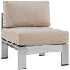 Modway Shore Outdoor Patio Aluminum Armless Chair Silver & Beige