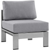 Modway Shore Outdoor Patio Aluminum Armless Chair Silver & Gray