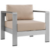 Modway Shore Outdoor Patio Aluminum Armchair Silver & Beige