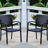 International Caravan Inc 4210-SQ-BKA-S-2 Bardelona Set of 2 Resin Wicker Square Back Dining Chair - Black