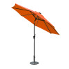 Jeco 9 ft. Aluminum Umbrella with Crank & Solar Guide Tubes - Black Pole & Orange Fabric