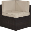 Crosley Palm Harbor Outdoor Wicker Corner Chair with Sand Cushions - Brown