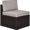 Crosley Palm Harbor Outdoor Wicker Center Chair with Grey Cushions - Brown