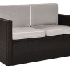 Crosley Palm Harbor Outdoor Wicker Loveseat with Grey Cushions - Brown