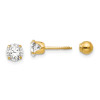 Finest Gold 5 mm 14K Yellow Gold Madi K Polished Reversible Cubic Zirconia Ball Earrings, Pair