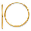Finest Gold 1.25 x 21 mm 14K Yellow Gold Endless Hoop Earring, Pair