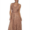 Scully Honey Creek 100 Percent Rayon Womens Full Length Lace-Up Front Sleeveless Dress- Beige - XL