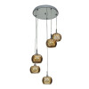 52118-CH-MIR Glam Five Light Pendant Mirror Glass Shade - Chrome