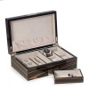 Bey-Berk International Lacquered Ebony Wood Valet Box - Brown
