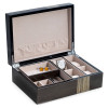 Bey-Berk International Lacquered Ash Wood Valet Box with Multi Compartments for Storage