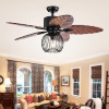 Warehouse of Tiffany CFL-8388REMO-B 48 in. Aguano Lighted Ceiling Fan & Broad Leaf Blades, Black