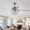 Warehouse of Tiffany CFL-8110REMO-CHA 49 in. Pocra Lighted Ceiling Fan with Crystal Basket Shade Chrome