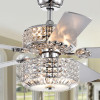 Warehouse of Tiffany CFL-8372REMO-CHD 52 in. Walter Dual Lamp Lighted Ceiling Fan with Crystal Shades Chrome