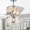 Warehouse of Tiffany CFL-8376REMO-CH 52 in. Velko 6-Light Dual Lamp Lighted Ceiling Fan with Crystal Shade Chrome