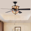 Warehouse of Tiffany 28 in. Orla 4-Light Indoor Hand Pull Chain Ceiling Fan Black