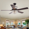Warehouse of Tiffany CFL-8170REMO-BL 52 in. Laure Indoor Remote Controlled Ceiling Fan with Light Kit Black