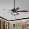Warehouse of Tiffany Copper Indoor Hand Pull Chain Ceiling Fan with Light Kit Black