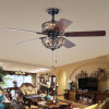 Warehouse of Tiffany 52 in. Tisaphon Indoor Hand Pull Chain Ceiling Fan with Light Kit Black