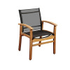 International Home Miami FORT-BK Amazonia Fortuna Teak Dining Armchair with Black Textile Sling
