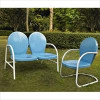 Crosley Furniture Griffith 2 Piece Metal OutdoorConversation Seating Set - Loveseat and Chair in Sky Blue Finish