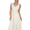 Honey Creek 100 Percent Rayon Womens Full Length Lace-Up Front Sleeveless Dress Ivory - Large