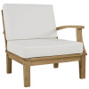 East End Imports Marina Outdoor Patio Teak Left-Arm Sofa Natural White