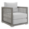 Modway Furniture 15.5 x 31.5 x 31.5 in. Aura Rattan Outdoor Patio Armchair - Gray & White