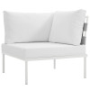 Modway Furniture 32 x 33 in. Harmony Outdoor Patio Aluminum Corner Sofa - White & White