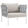 Modway Furniture 32 x 33 in. Harmony Outdoor Patio Aluminum Armchair - White & Beige