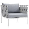 Modway Furniture 32 x 33 in. Harmony Outdoor Patio Aluminum Armchair - White & Gray