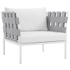 Modway Furniture 32 x 33 in. Harmony Outdoor Patio Aluminum Armchair - White & White