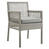 Modway Furniture Aura Outdoor Patio Wicker Rattan Dining Armchair - Gray on Gray 33.5 x 24 x 21.5 in.