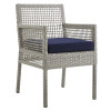 Modway Furniture Aura Outdoor Patio Wicker Rattan Dining Armchair - Gray Navy, 33.5 x 24 x 21.5 in.