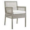 Modway Furniture Aura Outdoor Patio Wicker Rattan Dining Armchair - Gray White, 33.5 x 24 x 21.5 in.