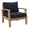 Modway Furniture Marina Outdoor Patio Teak Wood Armchair - Natual Navy, 31.5 x 32.5 x 31.5 in.