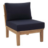 Modway Furniture Marina Armless Outdoor Patio Teak Wood Sofa - Natual Navy 4 x 25 x 14.5 in.