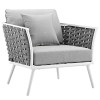 Modway Furniture Stance Outdoor Patio Aluminum Armchair - White Gray 31.5 x 32.5 x 32 in.