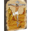 G.DeBrekht Crucifixion Icon Painting on Gold-Plated Wooden Block