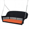 Jeco Black Wicker Porch Swing With Orange Cushion