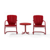 Crosley Furniture Ridgeland 3 Piece Metal Conversation Seating Set in Bright Red Gloss