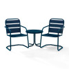 Crosley Furniture Brighton 3 Piece Metal Conversation Seating Set in Navy Gloss