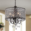 Warehouse of Tiffany Monet 4 Lights Black Finished 17 in. Crystal Round Chandelier