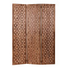 HomeRoots 47 x 1 x 67 in. Colorful Carved Brown Wood Screen